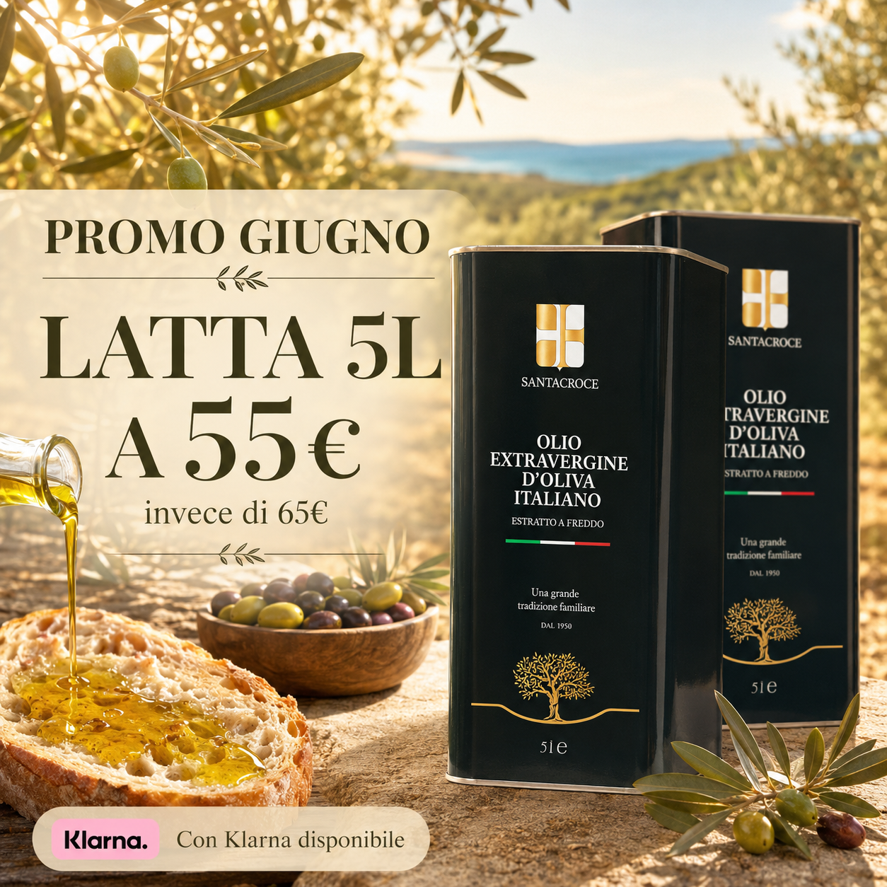 Olio Extravergine di Oliva Santacroce – FLASH PROMO SPEDIZIONE GRATIS
