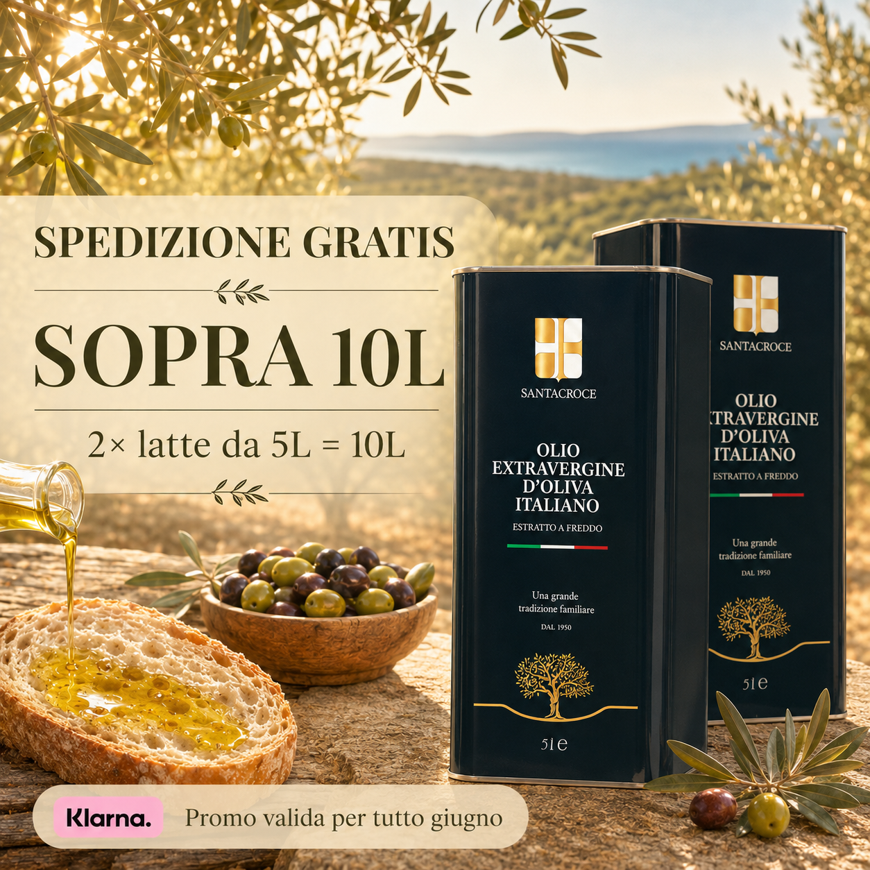 Olio Extravergine di Oliva Santacroce – FLASH PROMO SPEDIZIONE GRATIS